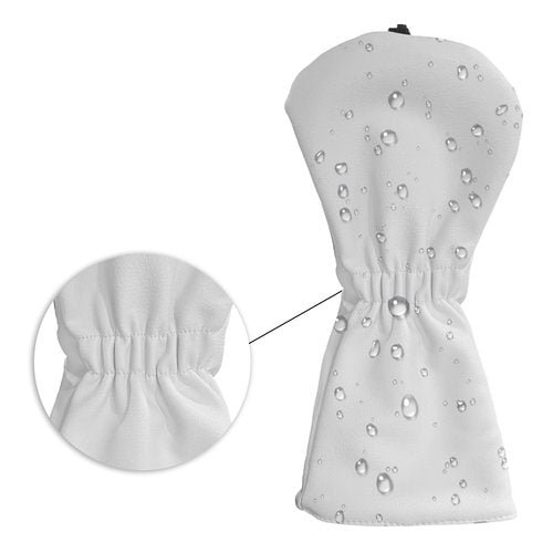 Andux 3pcs/Set Tee Pattern PU Golf Wood Club Head Covers 460cc Driver Covers with Long Neck White