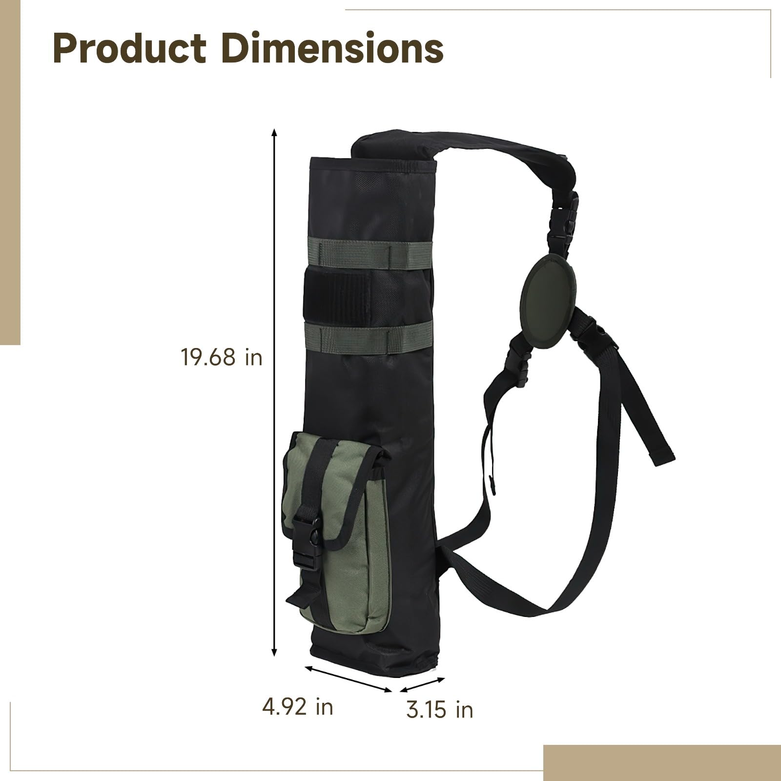 Calolin Archery Back Arrow Quiver, 19.7 in Lightweight Arrow Holder with Adjustable Shoulder Strap, Quick Release Buckle for Outdoor Hunting