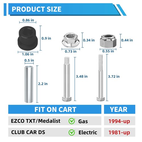 DoonMi Golf cart Rear Leaf Spring Bushing kit with Polyurethane Bushing and Sleeves for EZGO TXT & Medalist 1994-up, Club Car DS 1981-up，Replaces Parts 70289-G02 70291-G01 14158-G1 (Black)