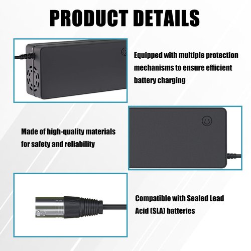 New Upgrade 24V 5A Battery Charger with Fan Cooling 3-Pin Male XLR Connector Compatible with Pride Mobility, Jazzy Power Chairs, Drive Medical, Golden Technologies, ShopRider