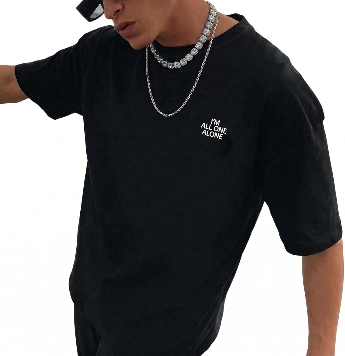 Skiennix Men's Oversized T-Shirt - Casual Drop Shoulder Short Sleeve Graphic Tee | Baggy Athletic Fit