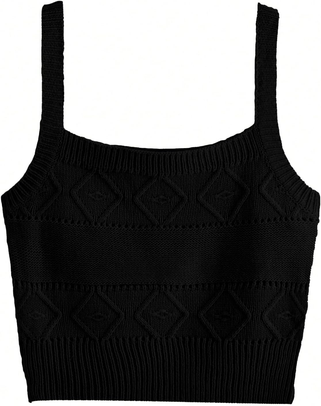 SweatyRocks Women's Sleeveless Crop Tank Top - Solid Knit Design for Comfort and Style