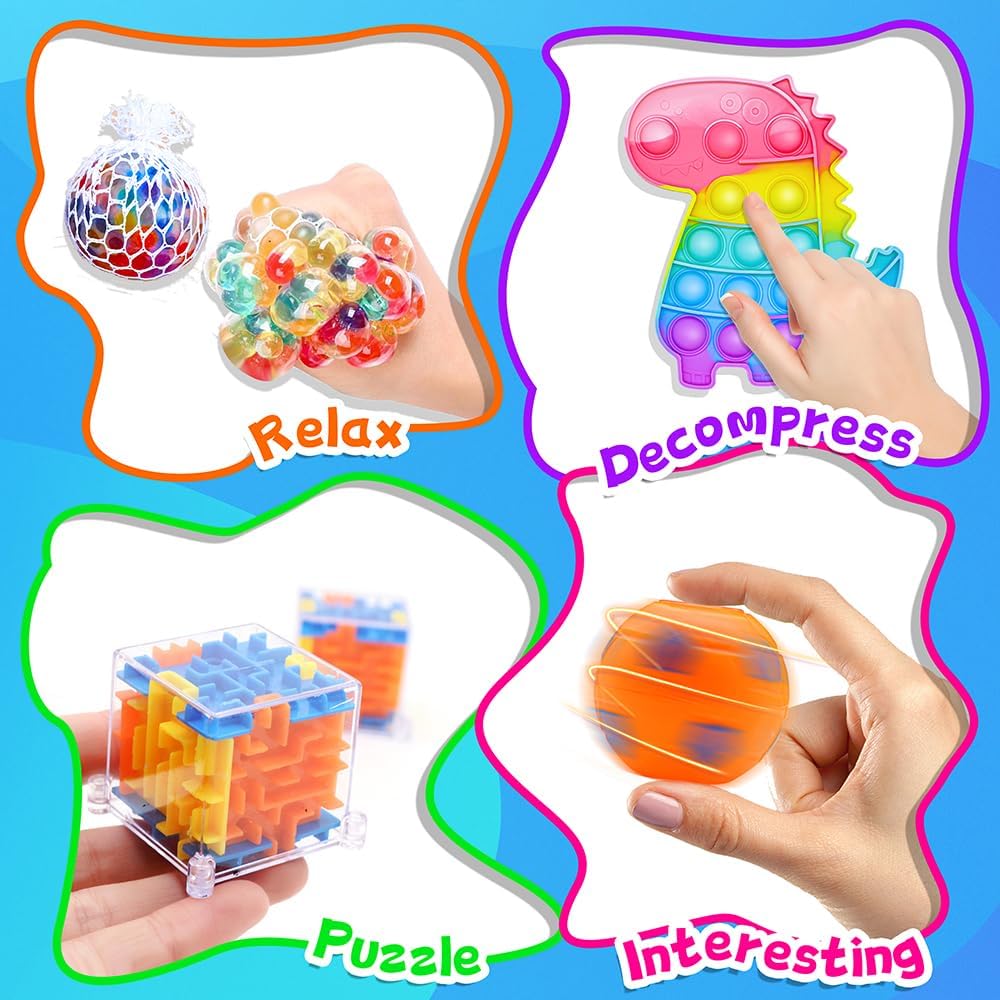Skiennix 1000pcs Fidget Toys Pack - Perfect Party Favors & Goodie Bags for Kids | Birthday & Carnival Prizes