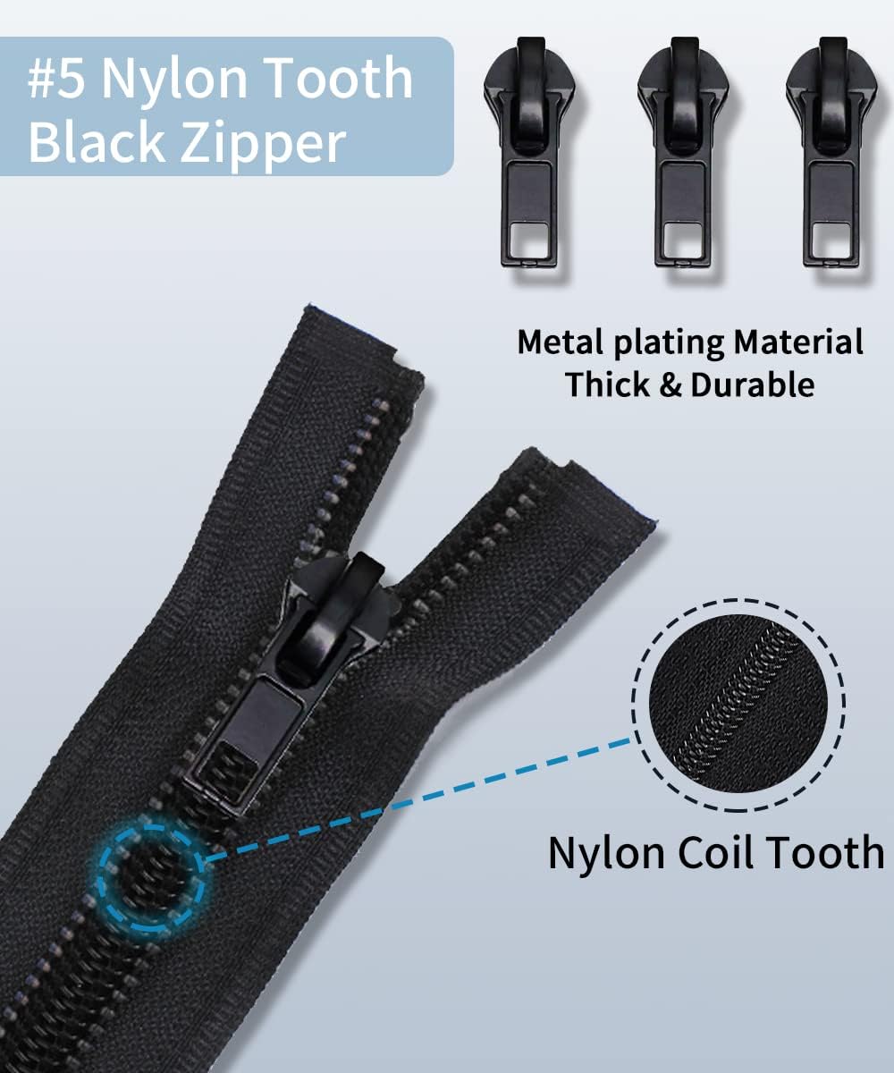 Zipper Repair Kit - Universal #5 Slider Replacement Kit | 52 Pcs for Jackets, Coats & More