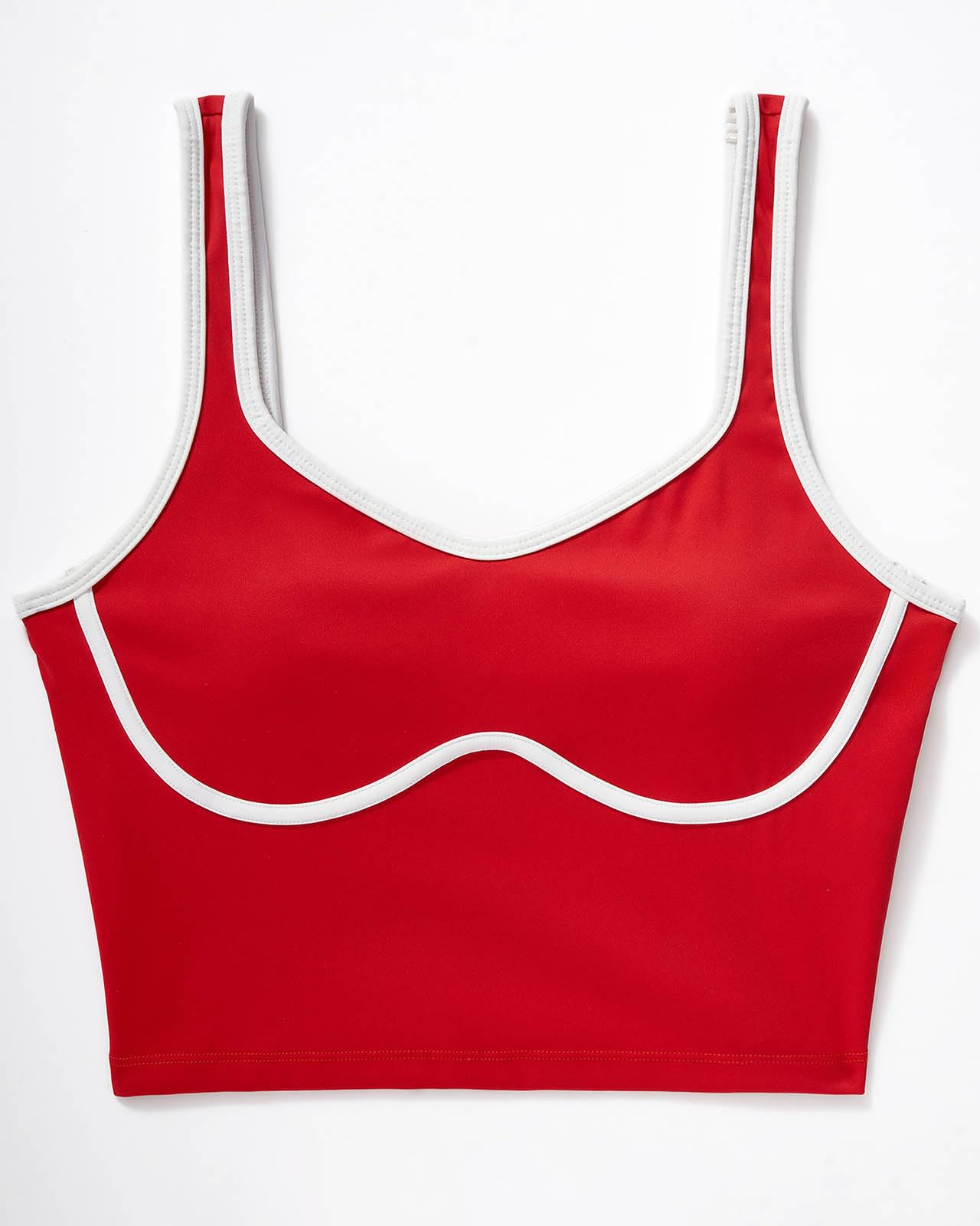 SUUKSESS Women Sweetheart Neckline Longline Sports Bra Padded Basic Workout Crop Tank Top (Red, M)