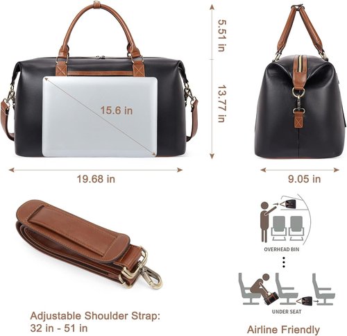CLUCI Leather Duffle Bag - Oversized Weekender Bag for Women | Stylish Travel Companion