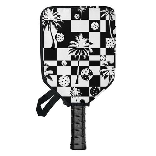 Pickleball Paddle Cover with Handle - Shock Absorbing Paddle Case with Mesh Pocket Zipper Closure Universal 12.60 × 9.84 in Paddle Protection Accessories for Women Men (Black)