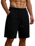 Men's Baggy Gym Shorts with Pockets - Y2K Wide-Leg Sweat Shorts, Black, Large