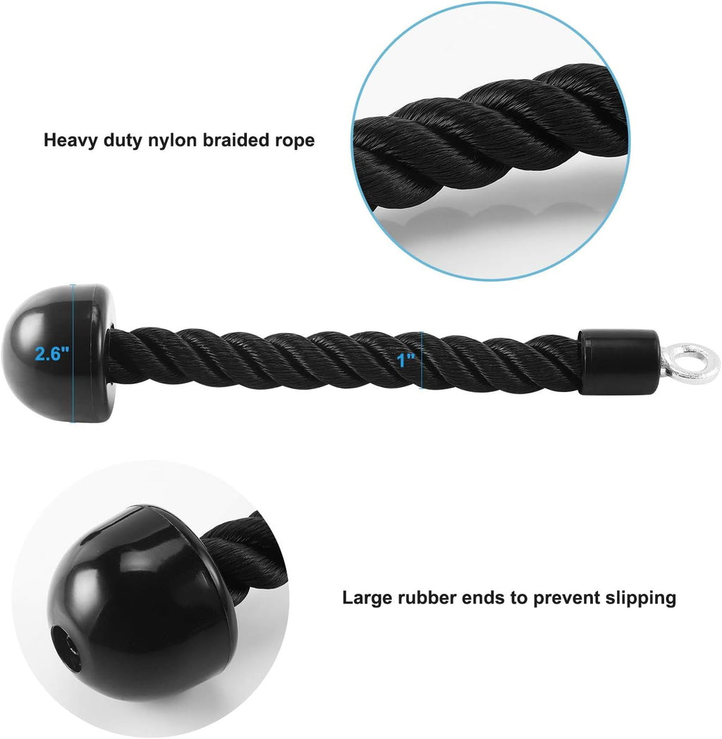 Skiennix Pull Down Rope - Single Grip Tricep & Bicep Exercise Attachment for Cable Machines