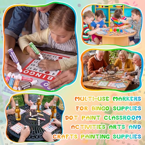 48 Pack Colorful Bingo Dot Markers - 8 Classic Colors, 15ml Capacity, Kids & Classroom Use