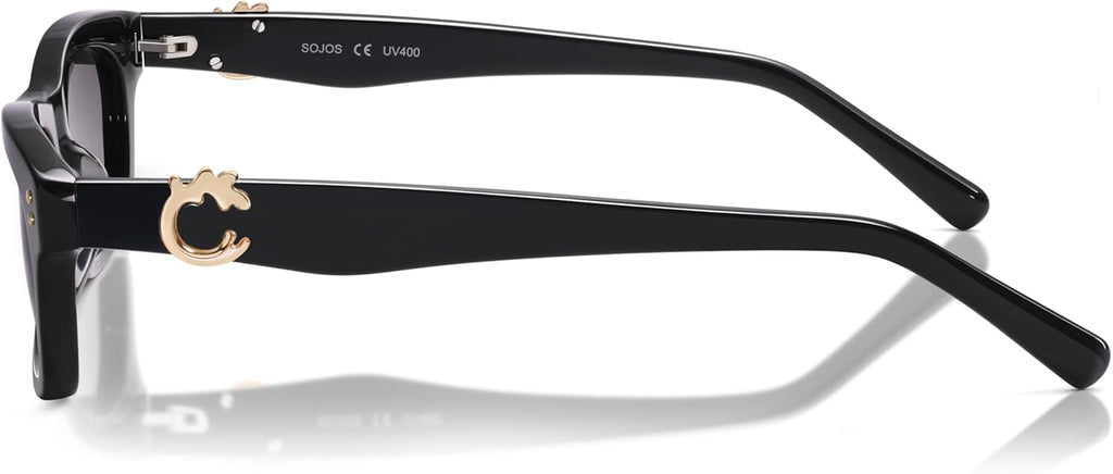 SOJOS Narrow Rectangle Sunglasses - Polarized UV400 Acetate Frame | Retro Classic Lace Coral Accent