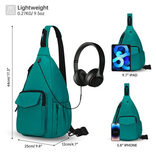 HAWEE Sling Bag for Women Men Water Resistant Crossbody Chest Backpack Shoulder Bag Anti Thief for Travel Hiking Sports, Forest Green