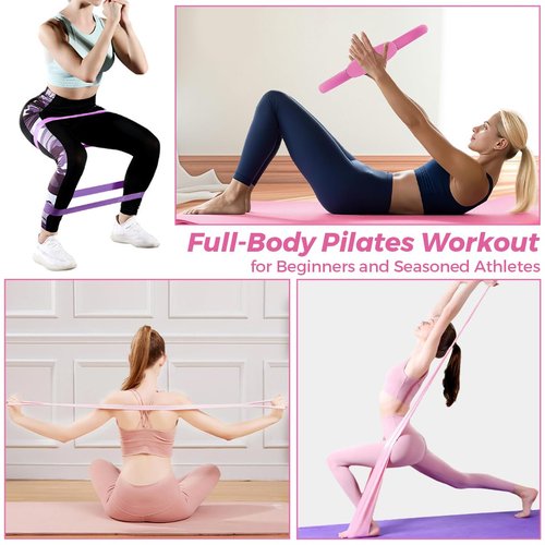 Leopacat 13 Pcs Pilates Kit for Women - Home Pilates Equipment Set with Magic Circle Resistance Bands Yoga Ball for Beginners Full Body Toning Thighs Arms Hip Workout