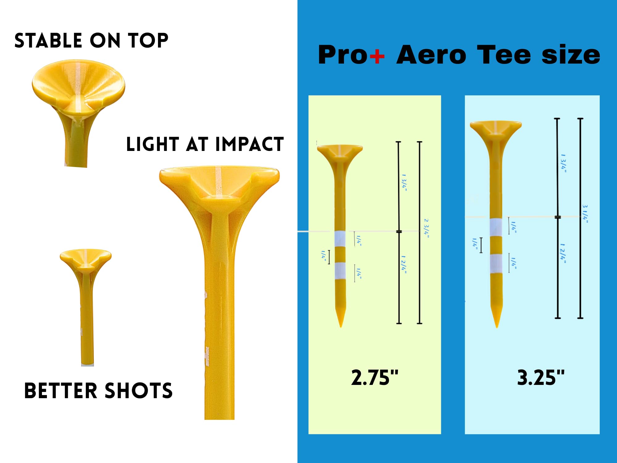 The First and Only Golf Tee that Utilizes Airflow from Your Clubhead for Long Distance and Less Spin | Built to Last | USGA Approved & Patented in USA -Yellow (10pieces-Yellow, 3.25")