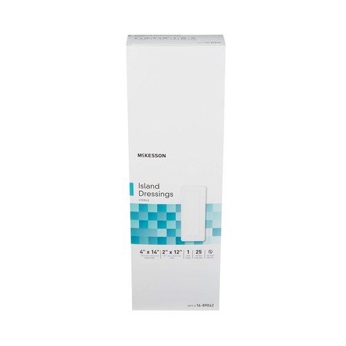 McKesson Island Dressings, Sterile, Dimension 4 in x 14 in, Pad 2 in x 12 in, 25 Count, 1 Pack