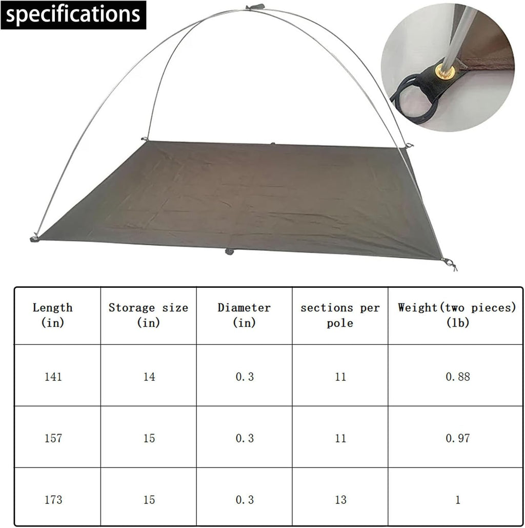 Replacement Tent Pole - 11.8 ft to 14.5 ft Aluminum Rod for Outdoor Camping | Collapsible Frame Repair