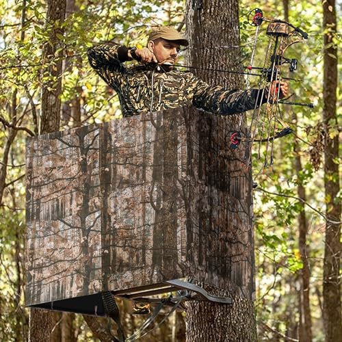 Silent Magnetic Hunting Blind for 2 Man Tree Stand - Brown Woodland Camo