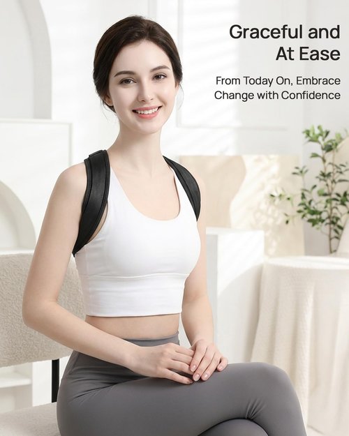 Playire Anatomical Y-Shape Upper Back Posture Corrector For Women, Superior Fabric Back Straightener Posture Brace For Women，Invisible Confidence & Maximum Breathability,Office Essential