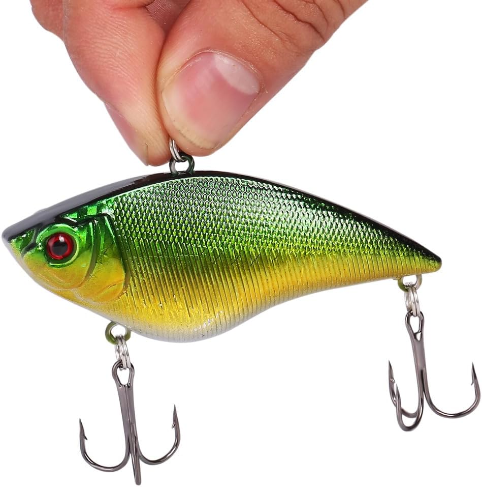 Sougayilang Fishing Lures - Life-Like Minnow VIB Hard Bait with Treble Hook | Perfect for Bass, Trout, Walleye