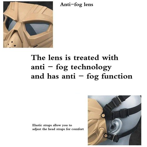 JFFCESTORE Original Creation Tactical Anti-Fog Airsoft Mask with Clear Lens Protective Full Face mask Dual Mode Wearing Design Adjustable Strap for Airsoft Paintball Cosplay C (Black Gray)