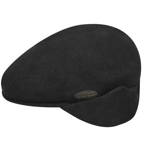 Kangol Wool 504 Earflap Hat for Men and Women, Medium, Black