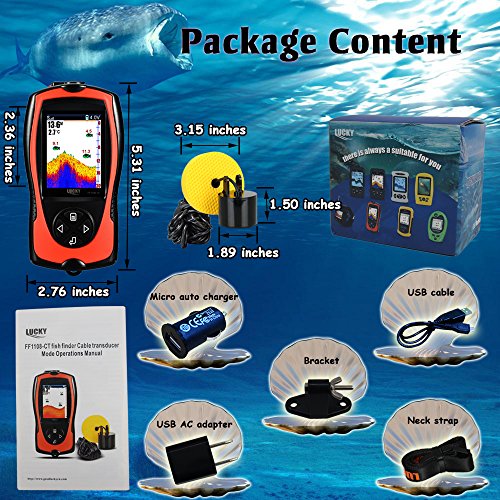 Portable Fish Finder with Color LCD Display, Depth & Fish Detection for Kayak Boat Fishing