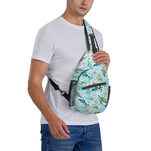 BCQJNB Sea Turtle Beach Cute Sling Backpack Crossbody Shoulder Bag Travel Hiking Daypack Gifts