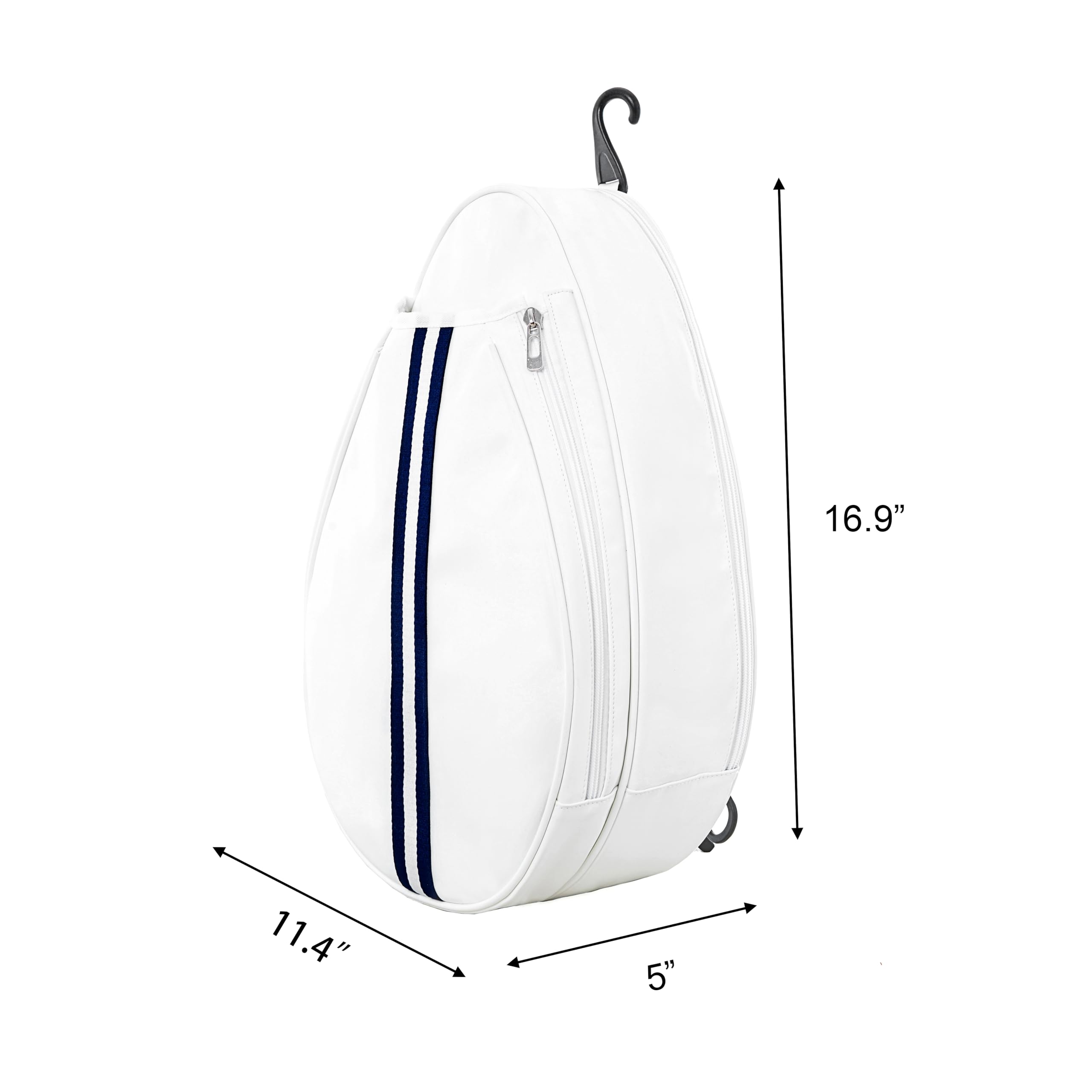 Uriyesobida White PU One Shoulder Crossbody Tennis Backpack Tennis Racket Sling Bag for Women, with Water Bottle Holder
