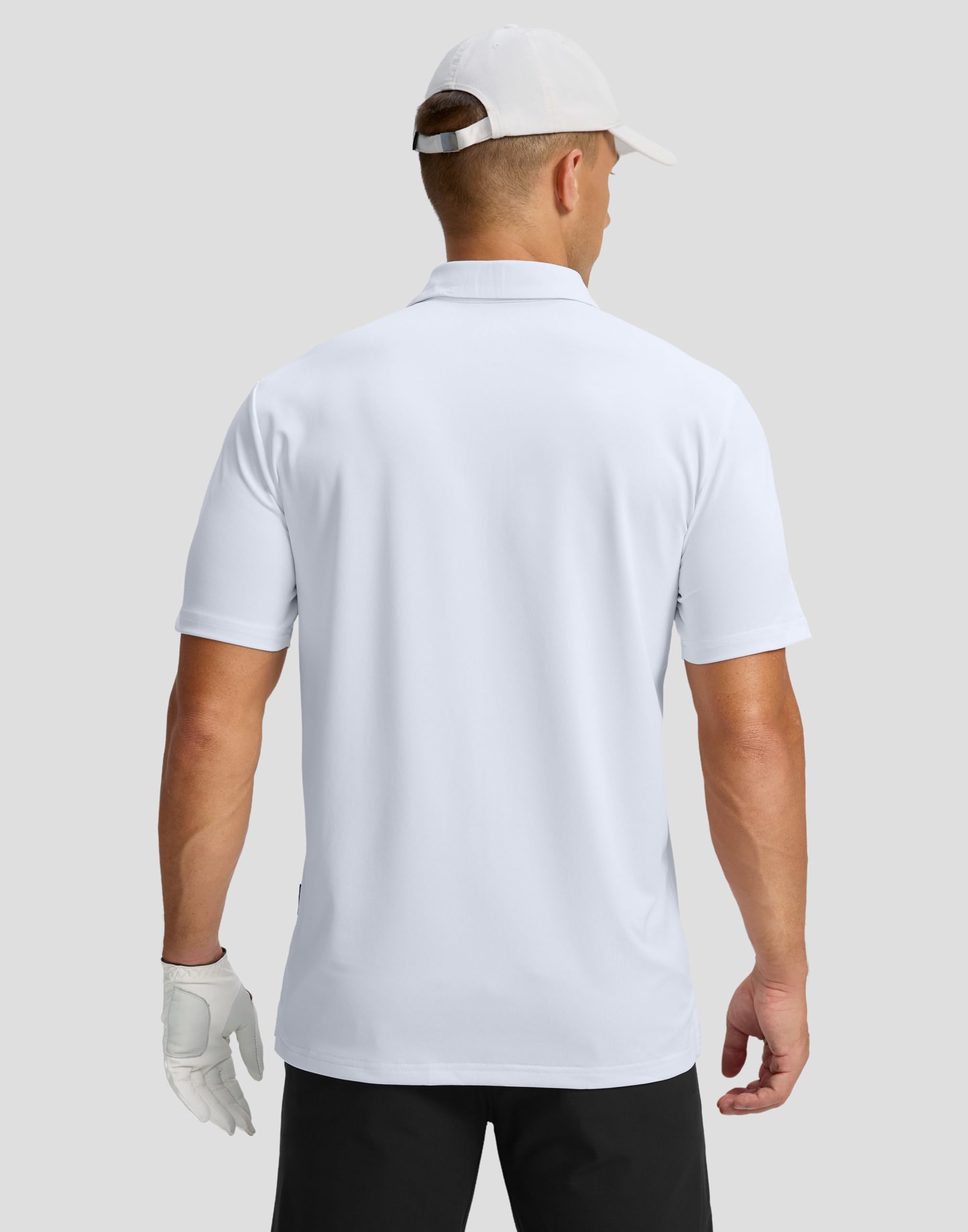 Men's Golf Shirts Dry Fit Moisture Wicking Performance Short Sleeve Collared Polo Shirts for Casual Tennis Bussiness (White, XL)