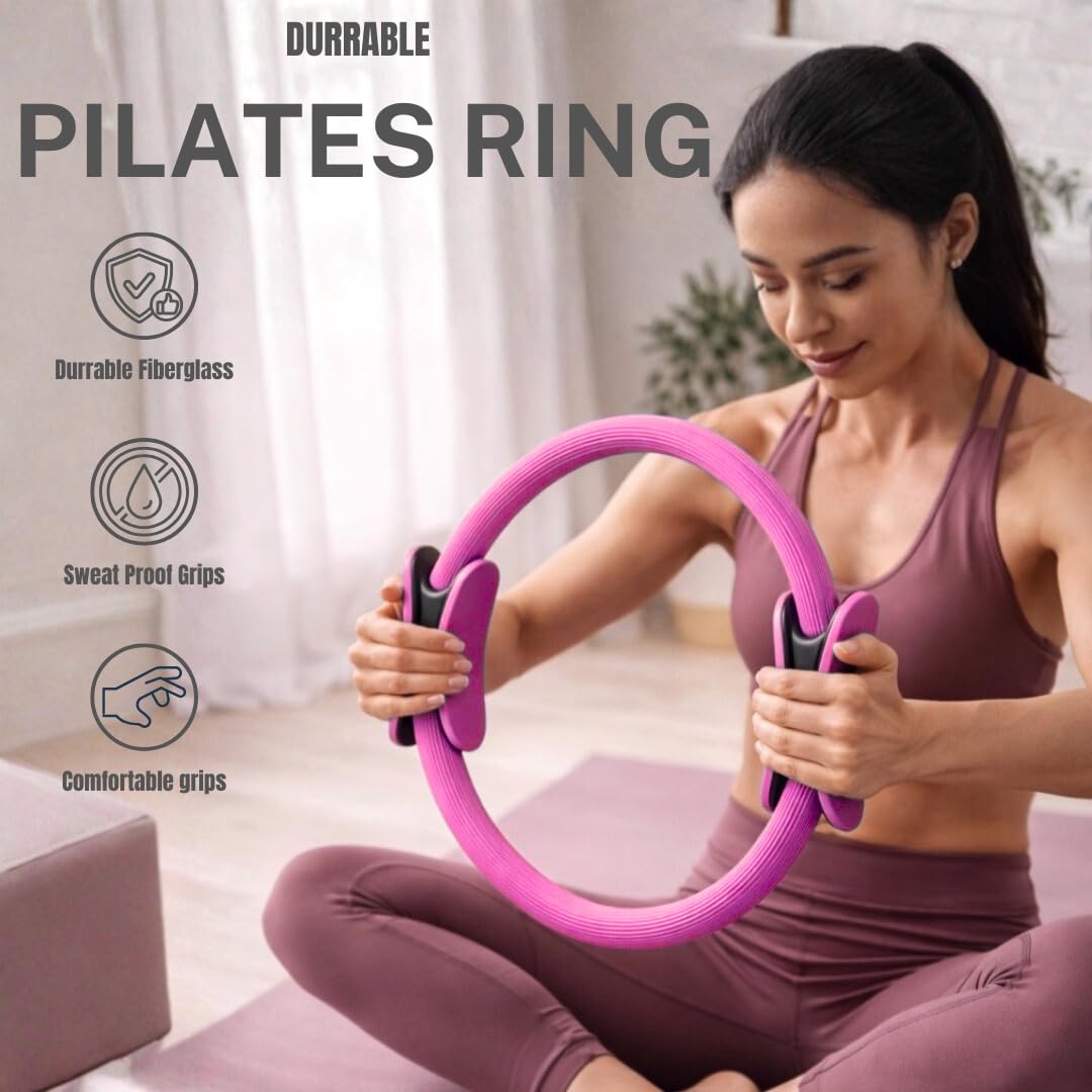 Pilates Kit for Home Workouts, Pilates Equipment Ring and Ball Set with Resistance Bands, Pilates Essentials Kit for Women, Home Pilates Workout Kit, Pilates Starter Kit for Women at Gym Studio Travel