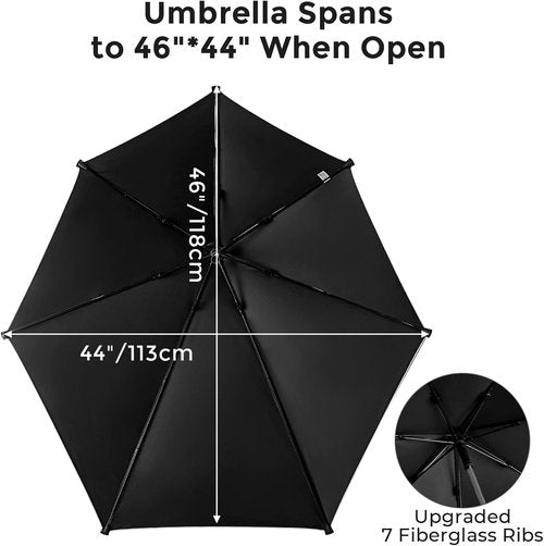 G4Free UPF 50+ Adjustable Umbrella - Universal Clamp for Beach Chair, Golf Cart, Wheelchair & More (Black)