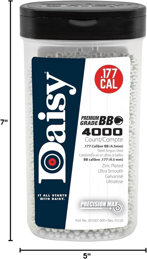 Daisy PrecisionMax .177 Cal 4000-Count Premium Grade BBs - High Performance 4.5 mm Bottle