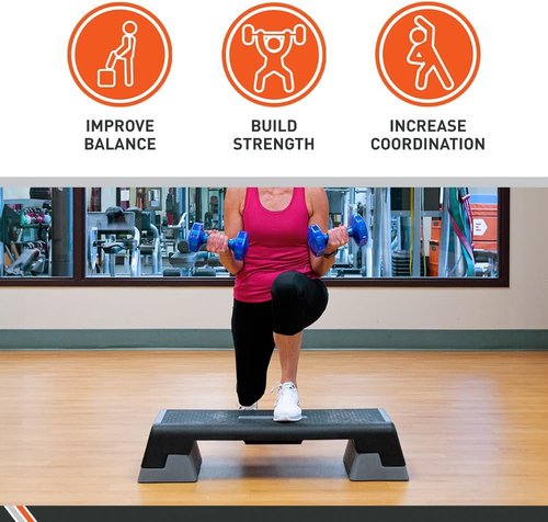 Body Sport® Aerobic Step Platform - Versatile Workout Equipment for Step Aerobics - Gray/Black