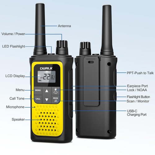 Rechargeable Walkie Talkies Long Range, 4 Pack Walkie Talkies for Adults NOAA Weather Alert, 2 Way Radio 22 FRS Channel with 1800mAh Li-ion Battery Charger USB-C Cable VOX for Hiking Cruises Camping