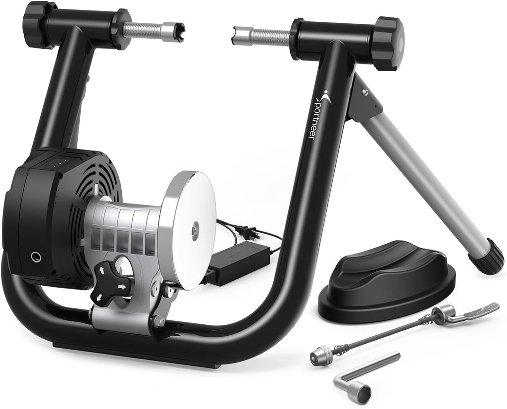 Sportneer Smart Bike Trainer Stand - Compatible with 26-29" & 700C Wheels | Bluetooth & ANT+ for Zwift & Rouvy AR