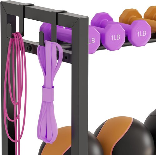 Heavy Duty Metal Dumbbell Rack by [Brand Name] - 3-Tier Adjustable Storage for Weights & Yoga Mats