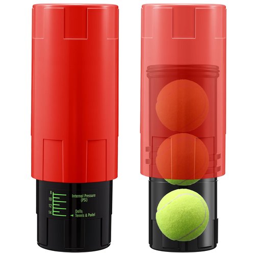 Soulchen 1 Pack Tennis Ball Pressurizer - Tennis Ball Storage Canister Holds 3 Balls Under 14 Psi Pressure, Reusable Stuff for Bounce Retention, Lightweight & Durable (Red)