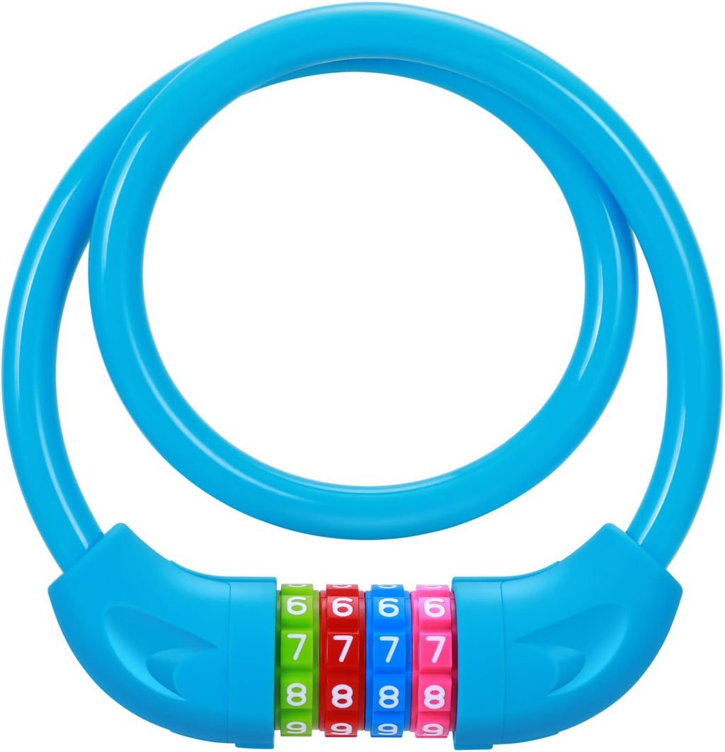 Sportneer Cable Lock - High Security 4-Digit Resettable Bike Lock | 25.6-Inch Colorful Keyless Lock for Kids - Blue