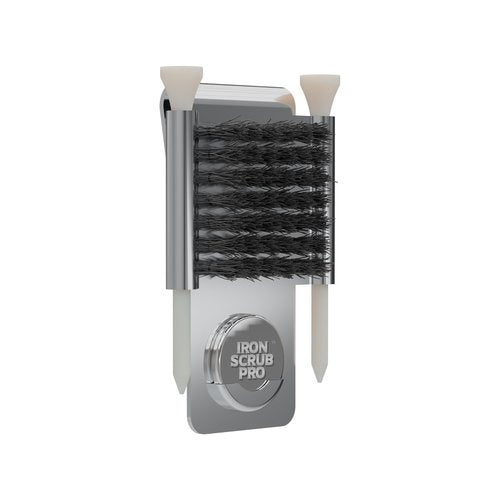Iron Scrub Pro Golf Club Cleaner with Tee Holder, Ball Marker, Magnet, Clip, Chrome