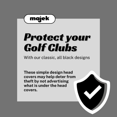 Black Golf Zipper Head Covers Driver 1 3 5 7 Fairway Woods Headcovers Metal Neoprene Traditional Plain Protective Covers Fits All Fairway Clubs and Drivers up to 460cc for Golfing Buddies