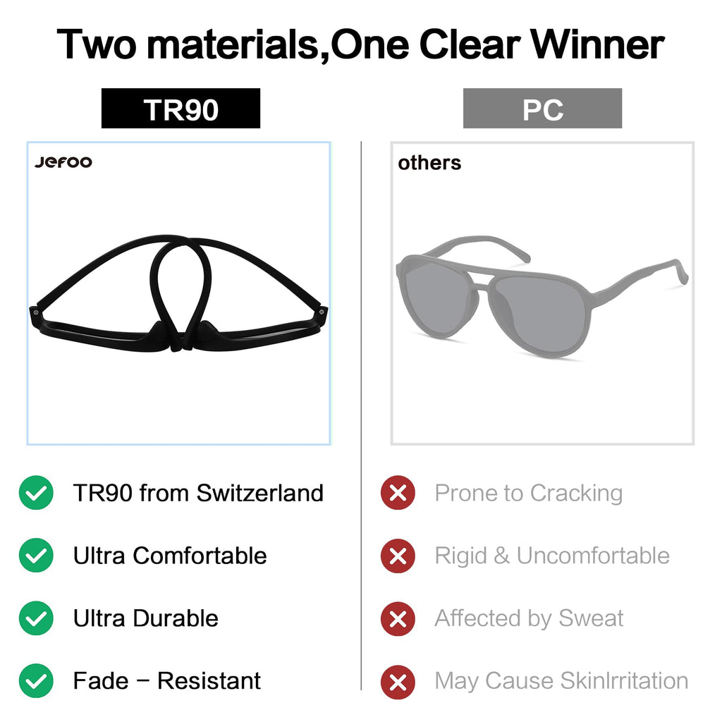 Jefoo Polarized Sunglasses for Women Men Retro Trendy Aviator Mens Shades Sun Glasses 100% UV Protection