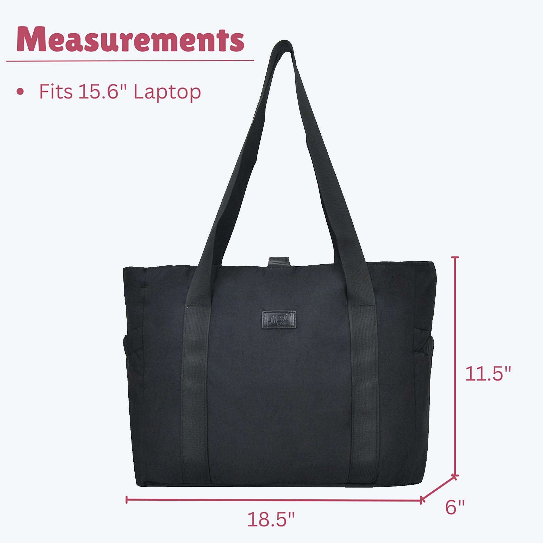 NGIL Yoga Tote Bag, Gym Tote Bag,Work Nurse Tote Bag for Women, Computer Tote for Laptop, Travel Tote Shoulder Bag for Women (Black)