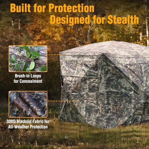 FLISSA 2-3 Person Ground Hunting Blind with 270° See-Through View, Dual Doors