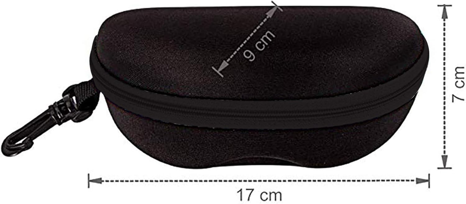 Skiennix Zipper Shell Sunglasses Case - Durable Plastic with Belt Loop & Carabiner Hook