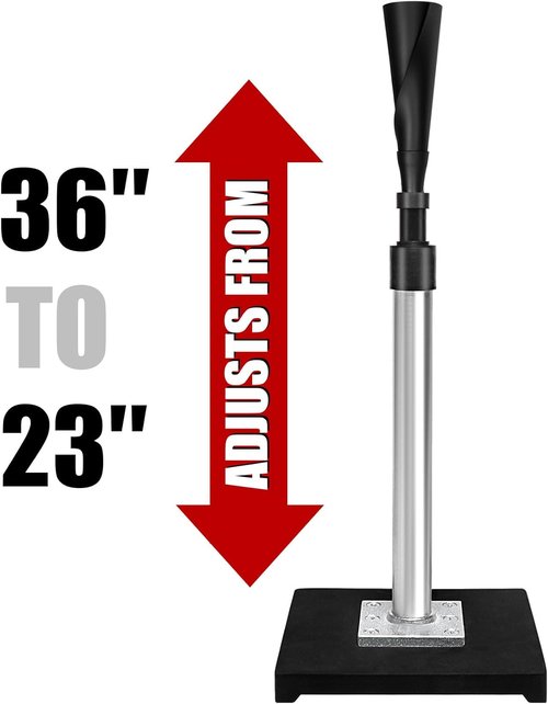 LOMGWAYS Baseball Batting Tee - Height Adjustable 23"-37" | Premium Portable Design with Heavy-Duty Base