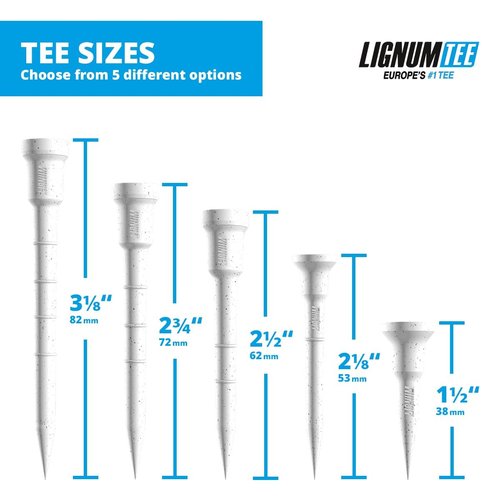LIGNUM Perfect for Hybrids and Irons 50x More Durable Microwood Short Golf Tees 1 ½ Inch – 38mm / Innovative Wood Fibre/Short Tees, 1.5 Inch Golf Tees, Golf Tee Small, Golf Tees / 48 Pieces