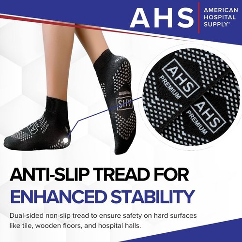 AMERICAN HOSPITAL SUPPLY Premium Anti-Slip Socks | Black Grip Socks | XX-Large| Pack of 6 Pairs