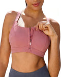 FLORATA Women's Zip Front Sports Bra - Seamless Wirefree Design with Removable Cups | Ideal for Yoga & Post-Surgery