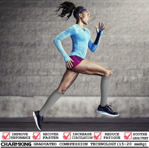 CHARMKING Compression Socks - 15-20 mmHg Circulation Support for Men & Women | 8 Pairs for Running & Cycling