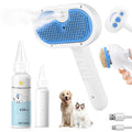 Skiennix Pet Steam Brush - 3-in-1 Grooming Tool for Shedding & Hair Removal - Self-Cleaning Mist Comb with Waterless Shampoo, Blue
